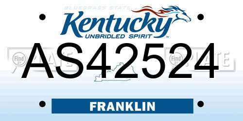 AS42524 Kentucky License Plate