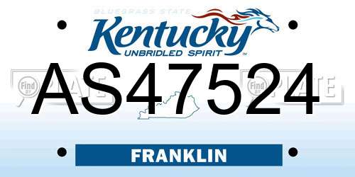 AS47524 Kentucky License Plate