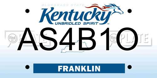 AS4B1O Kentucky License Plate