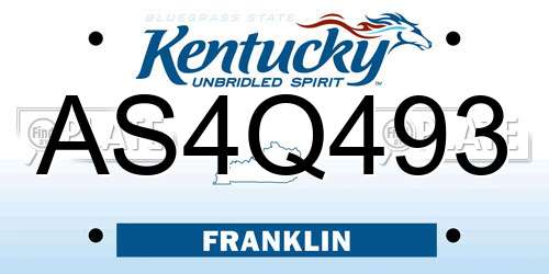 AS4Q493 Kentucky License Plate