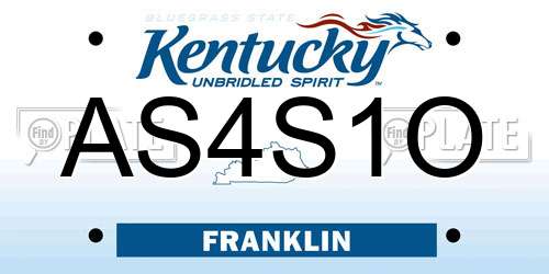 AS4S1O Kentucky License Plate