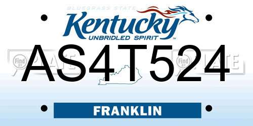 AS4T524 Kentucky License Plate