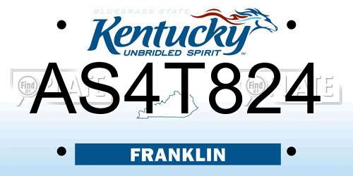 AS4T824 Kentucky License Plate