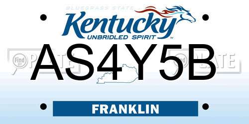 AS4Y5B Kentucky License Plate
