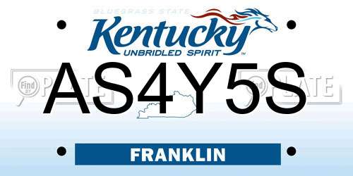 AS4Y5S Kentucky License Plate