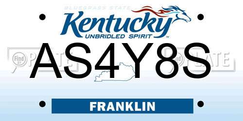 AS4Y8S Kentucky License Plate