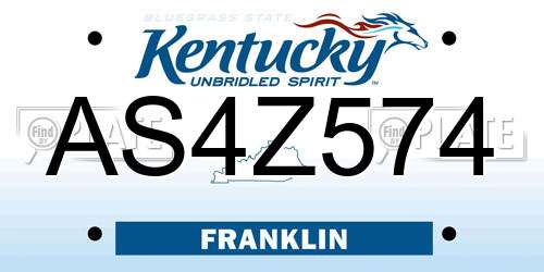 AS4Z574 Kentucky License Plate