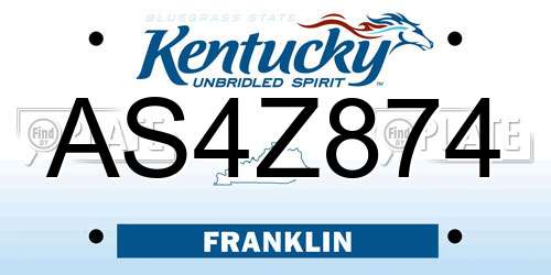 AS4Z874 Kentucky License Plate