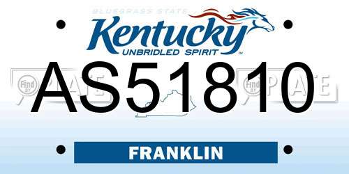 AS51810 Kentucky License Plate