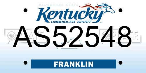 AS52548 Kentucky License Plate