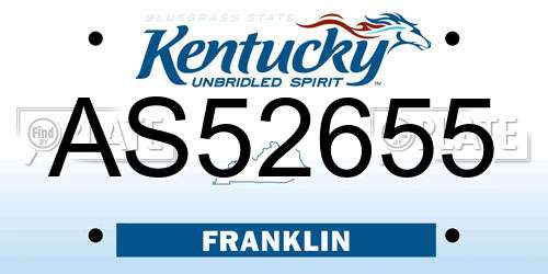 AS52655 Kentucky License Plate