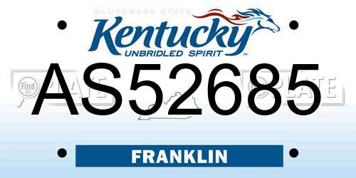 AS52685 Kentucky License Plate
