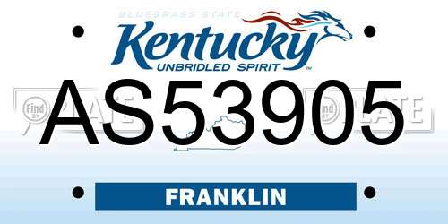 AS53905 Kentucky License Plate