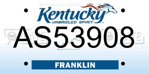 AS53908 Kentucky License Plate