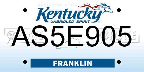 AS5E905 Kentucky License Plate