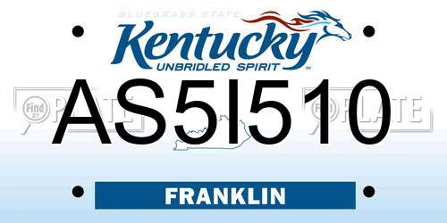 AS5I510 Kentucky License Plate