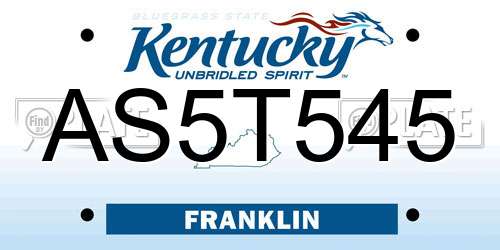 AS5T545 Kentucky License Plate