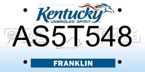 AS5T548 Kentucky License Plate