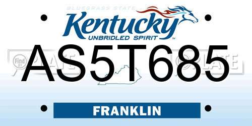 AS5T685 Kentucky License Plate