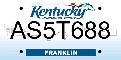 AS5T688 Kentucky License Plate