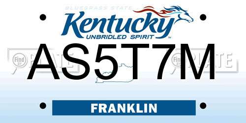 AS5T7M Kentucky License Plate