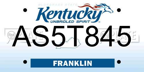 AS5T845 Kentucky License Plate
