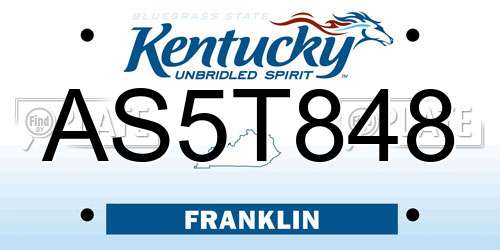 AS5T848 Kentucky License Plate