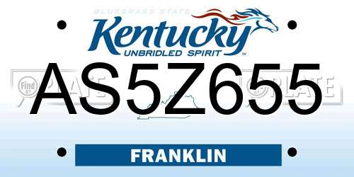 AS5Z655 Kentucky License Plate