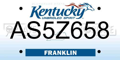 AS5Z658 Kentucky License Plate