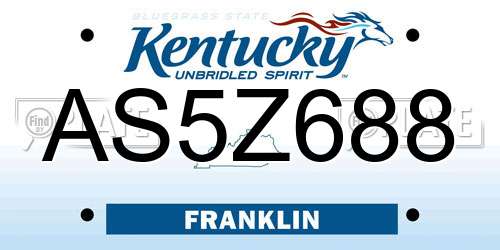 AS5Z688 Kentucky License Plate