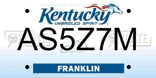 AS5Z7M Kentucky License Plate