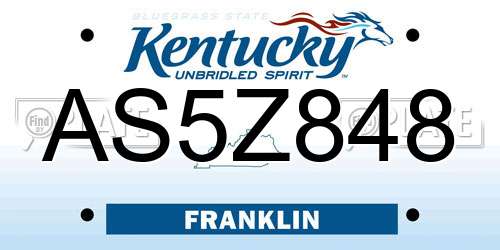 AS5Z848 Kentucky License Plate