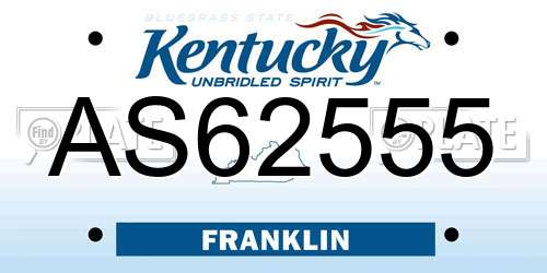 AS62555 Kentucky License Plate