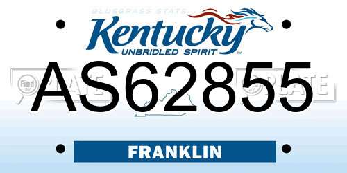 AS62855 Kentucky License Plate