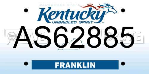 AS62885 Kentucky License Plate