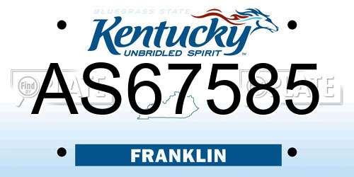 AS67585 Kentucky License Plate