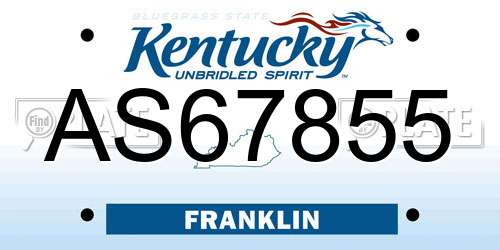 AS67855 Kentucky License Plate