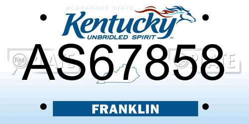 AS67858 Kentucky License Plate