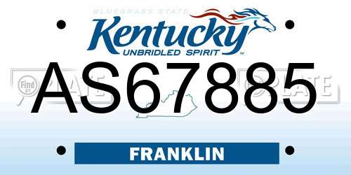AS67885 Kentucky License Plate