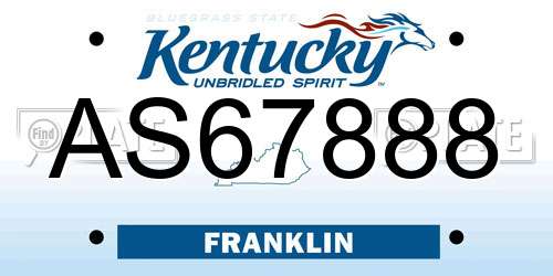 AS67888 Kentucky License Plate