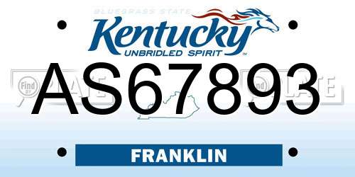 AS67893 Kentucky License Plate