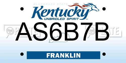 AS6B7B Kentucky License Plate