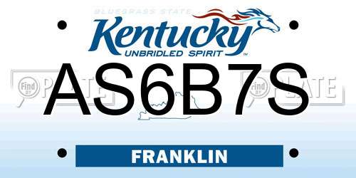 AS6B7S Kentucky License Plate