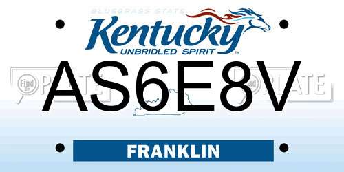 AS6E8V Kentucky License Plate