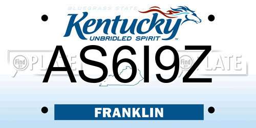 AS6I9Z Kentucky License Plate