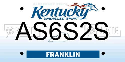 AS6S2S Kentucky License Plate