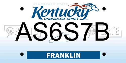 AS6S7B Kentucky License Plate