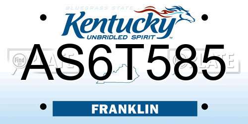 AS6T585 Kentucky License Plate