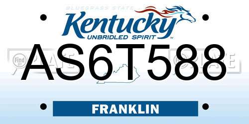 AS6T588 Kentucky License Plate