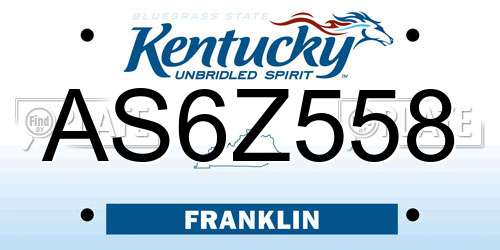 AS6Z558 Kentucky License Plate